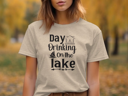 Day Drinking On The Lake Fun Vacation Graphic T-Shirt T-Shirt - Outdoor & Adventure Collection - Mile Marker 16 Gear by Cloud 16 Clothing Co.