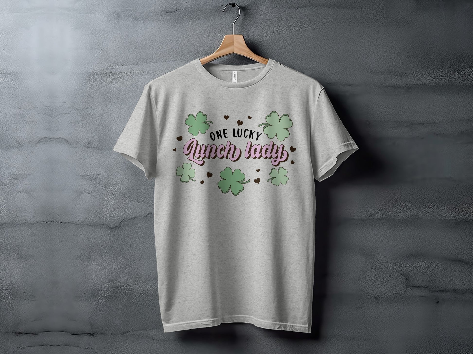 One Lucky Lunch Lady Shamrock Design T-Shirt