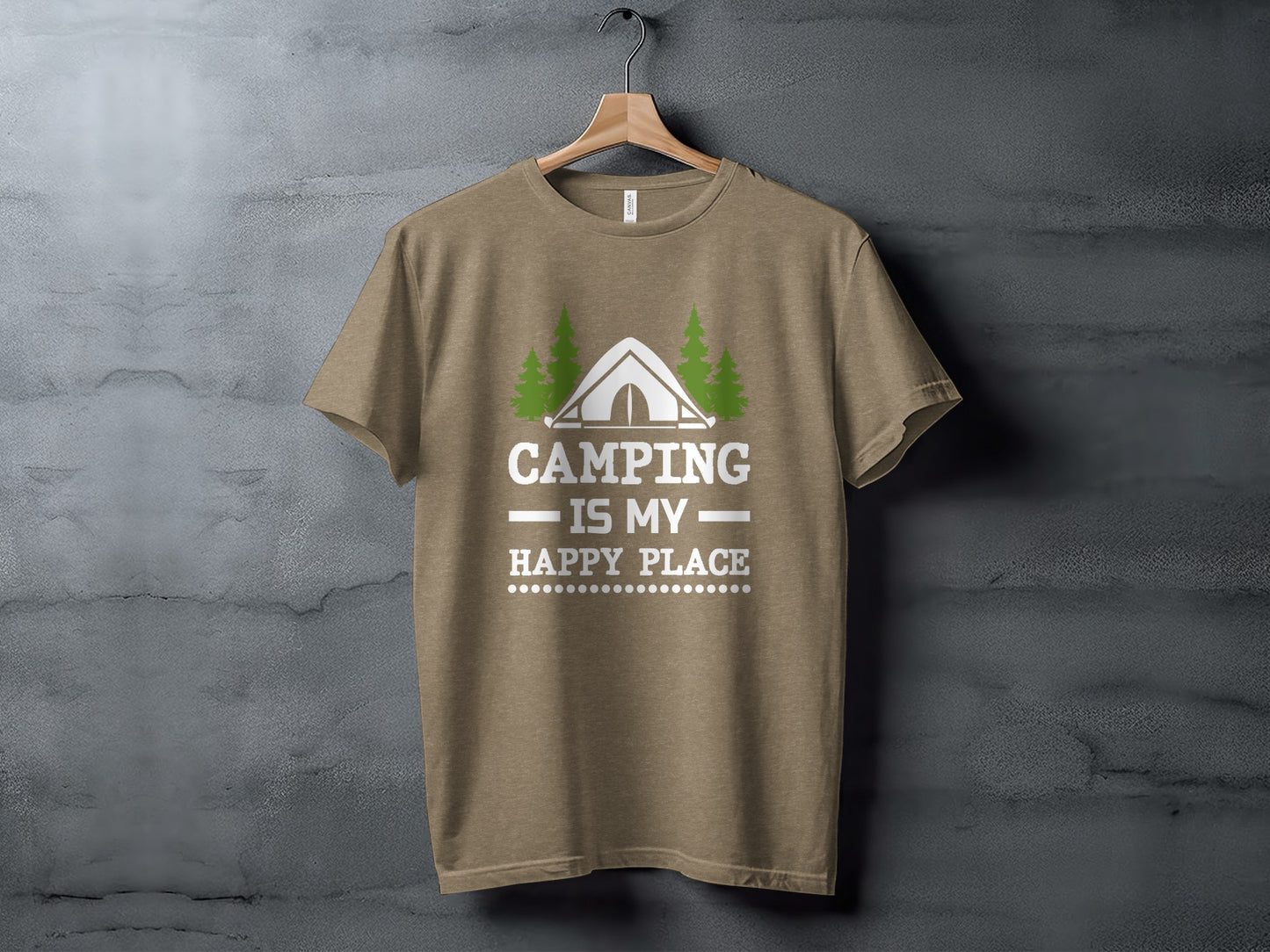 Camping Is My Happy Place Tent And Trees Graphic T-Shirt T-Shirt - Outdoor & Adventure Collection - Mile Marker 16 Gear by Cloud 16 Clothing Co.