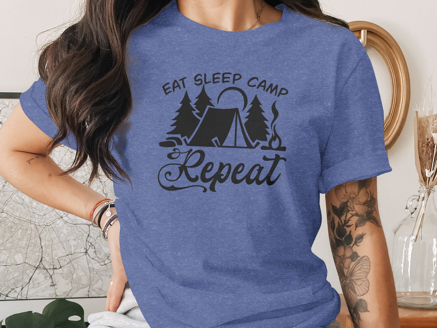 Eat Sleep Camp Repeat Adventure Graphic Camping T-Shirt T-Shirt - Outdoor & Adventure Collection - Mile Marker 16 Gear by Cloud 16 Clothing Co.