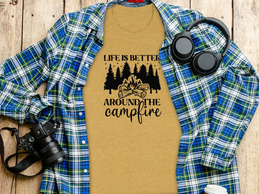 Life Is Better Around The Campfire Outdoor Adventure T-Shirt T-Shirt - Outdoor & Adventure Collection - Mile Marker 16 Gear by Cloud 16 Clothing Co.