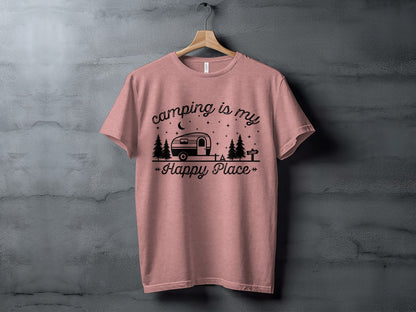 Camping Is My Happy Place Adventure Graphic T-Shirt T-Shirt - Outdoor & Adventure Collection - Mile Marker 16 Gear by Cloud 16 Clothing Co.