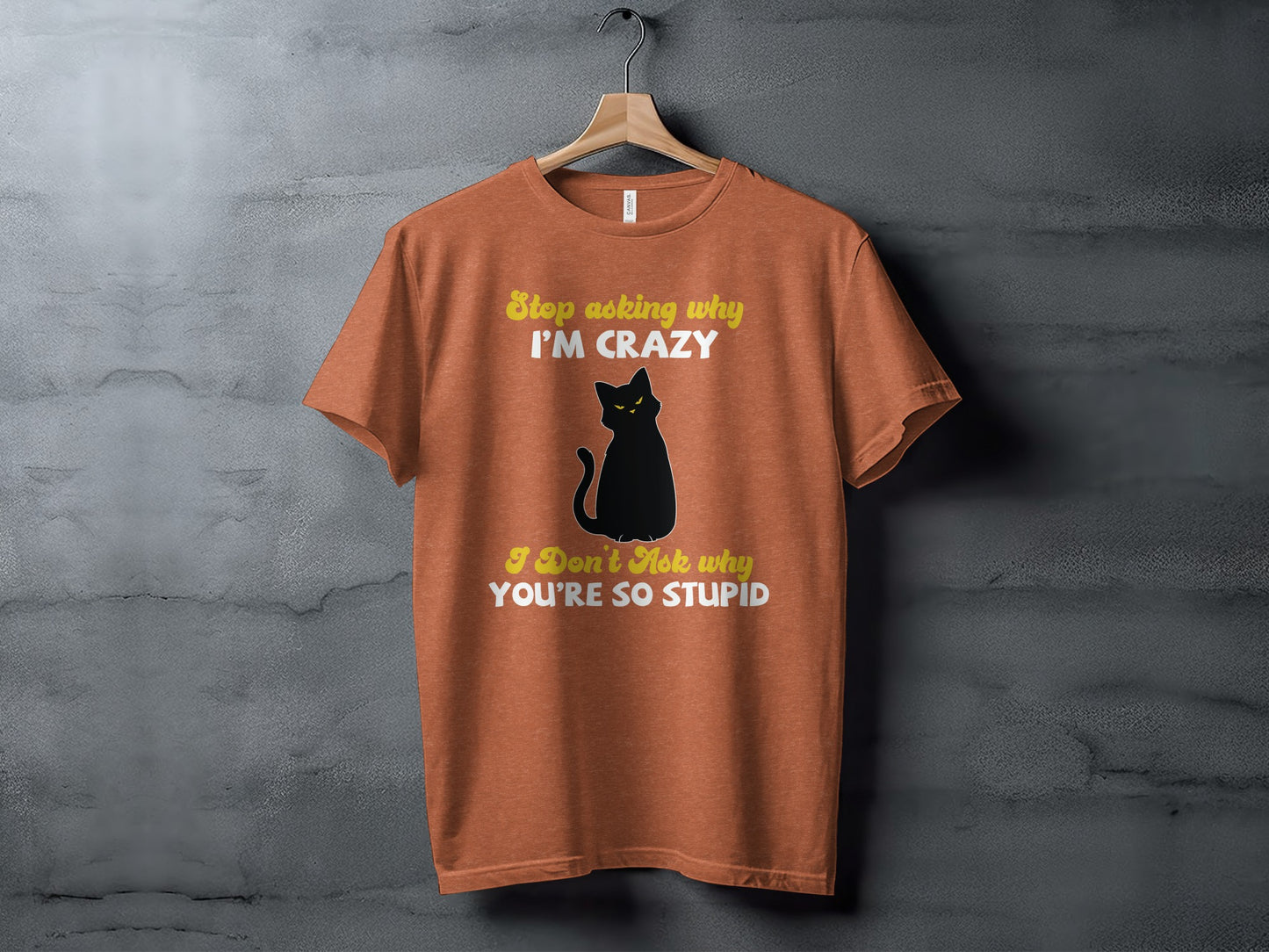Stop Asking Why I'm Crazy Cat Graphic T-shirt