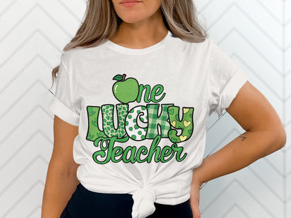 One Lucky Teacher Graphic Short Sleeve T-Shirt