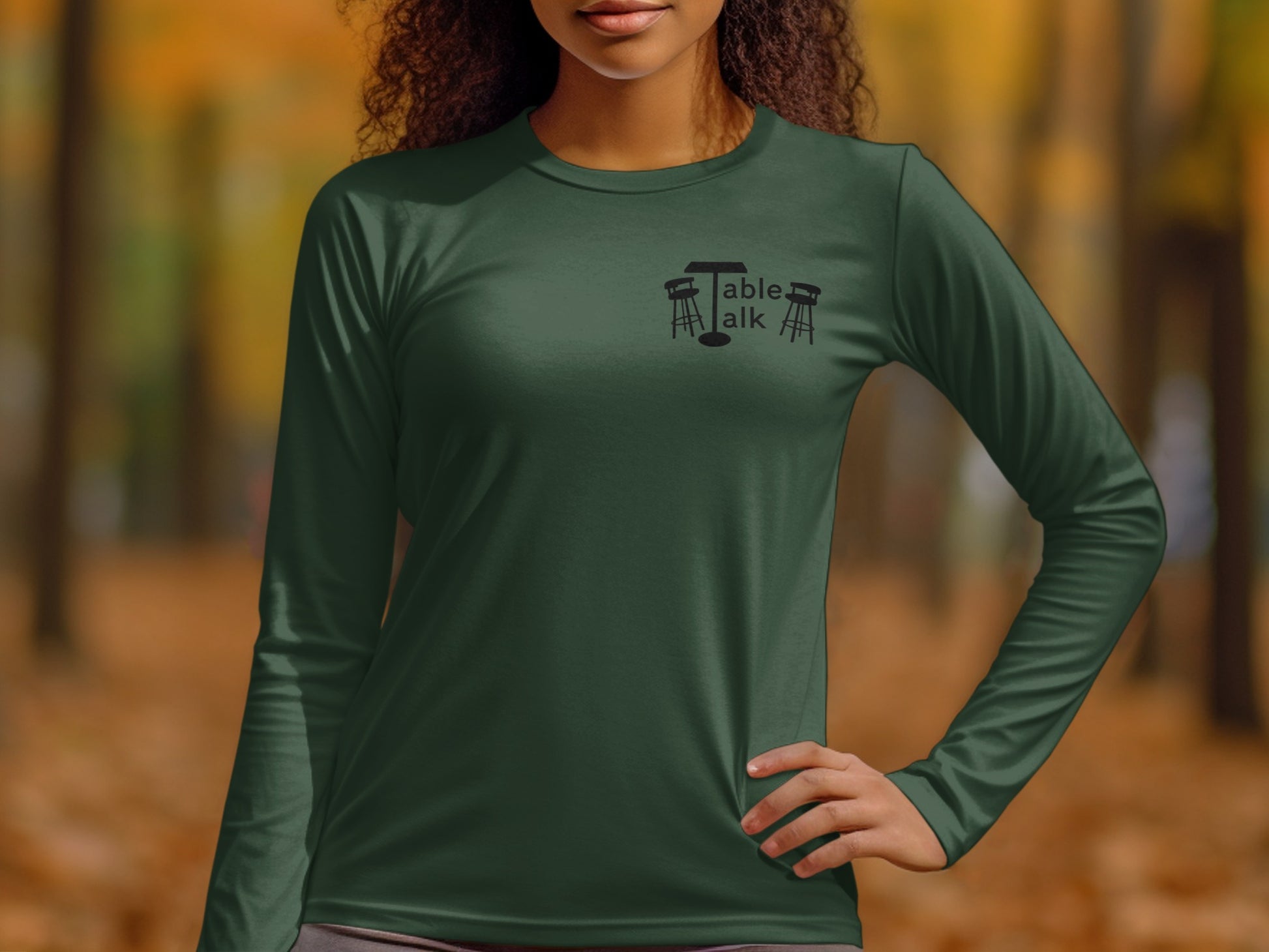 Green Long Sleeve Table Talk Print Shirt product