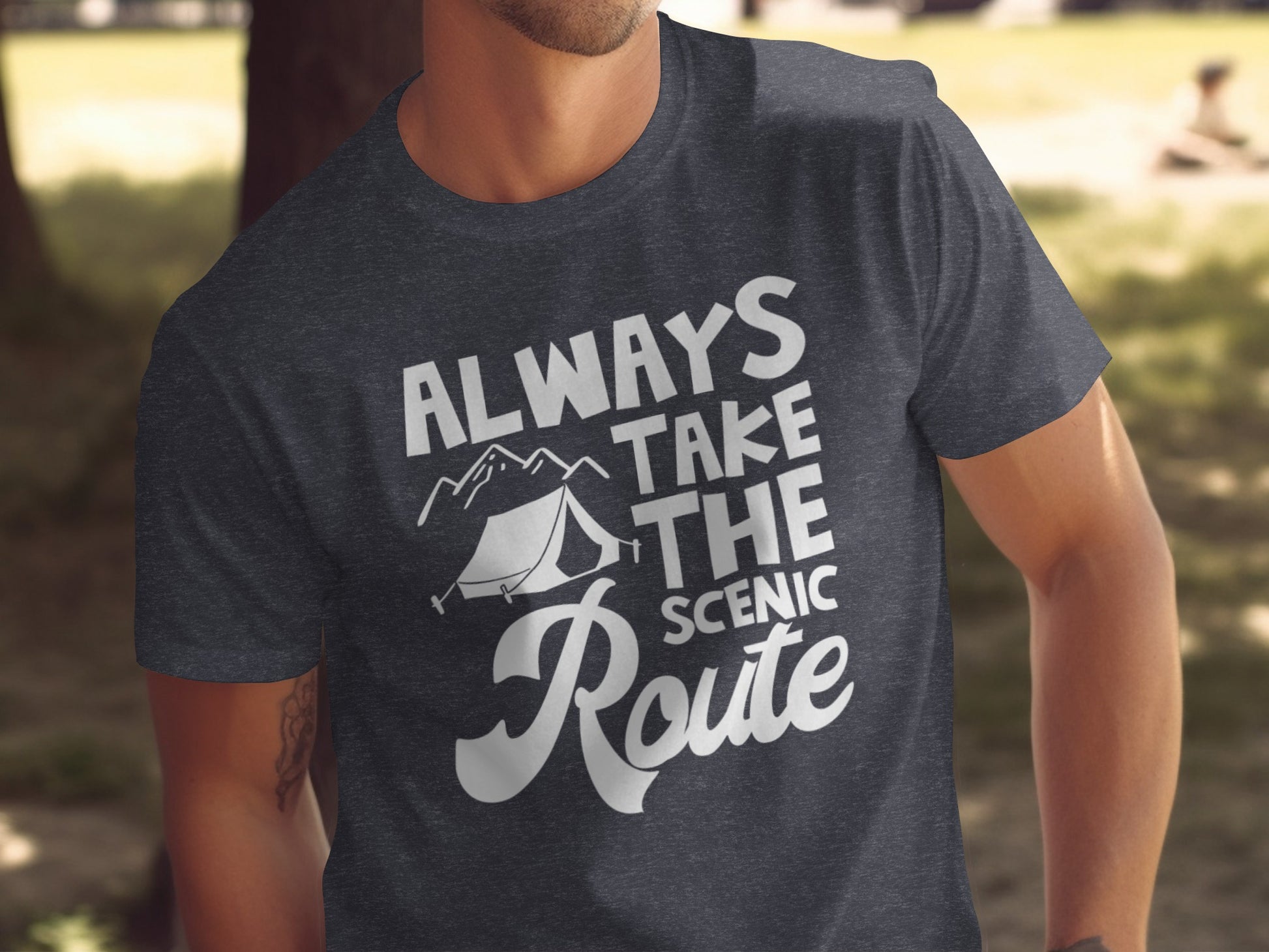 Always Take The Scenic Route Outdoors Camping Design T-Shirt T-Shirt - Outdoor & Adventure Collection - Mile Marker 16 Gear by Cloud 16 Clothing Co.