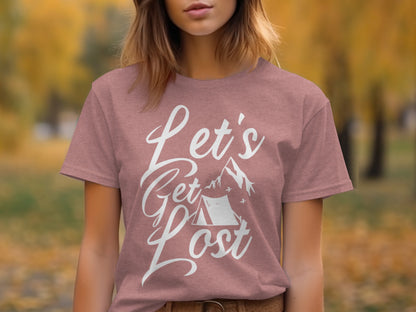Lets Get Lost Tent and Mountain Graphic Design T-Shirt T-Shirt - Outdoor & Adventure Collection - Mile Marker 16 Gear by Cloud 16 Clothing Co.