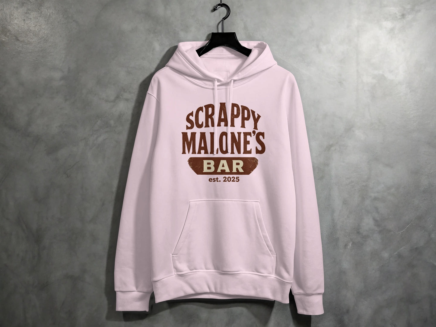 Scrappy Malone's Bar Est 2025 Vintage Style Hoodie - Retro Tavern Design Hoodie - Scrappy Malone's Bar 100-Proof Humor - Cloud 16 Clothing Co.