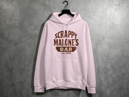 Scrappy Malone's Bar Est 2025 Vintage Style Hoodie - Retro Tavern Design Hoodie - Scrappy Malone's Bar 100-Proof Humor - Cloud 16 Clothing Co.