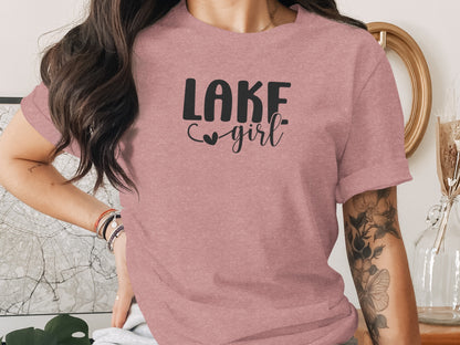 Lake Heart Girl Graphic Summer Vacation Outfit T-Shirt T-Shirt - Outdoor & Adventure Collection - Mile Marker 16 Gear by Cloud 16 Clothing Co.