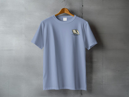 Light blue t-shirt with a seashell graphic and "Ocean Life" text.