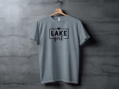 Lake Girl Simple Vector Design Heart Above Graphic T-Shirt T-Shirt - Outdoor & Adventure Collection - Mile Marker 16 Gear by Cloud 16 Clothing Co.