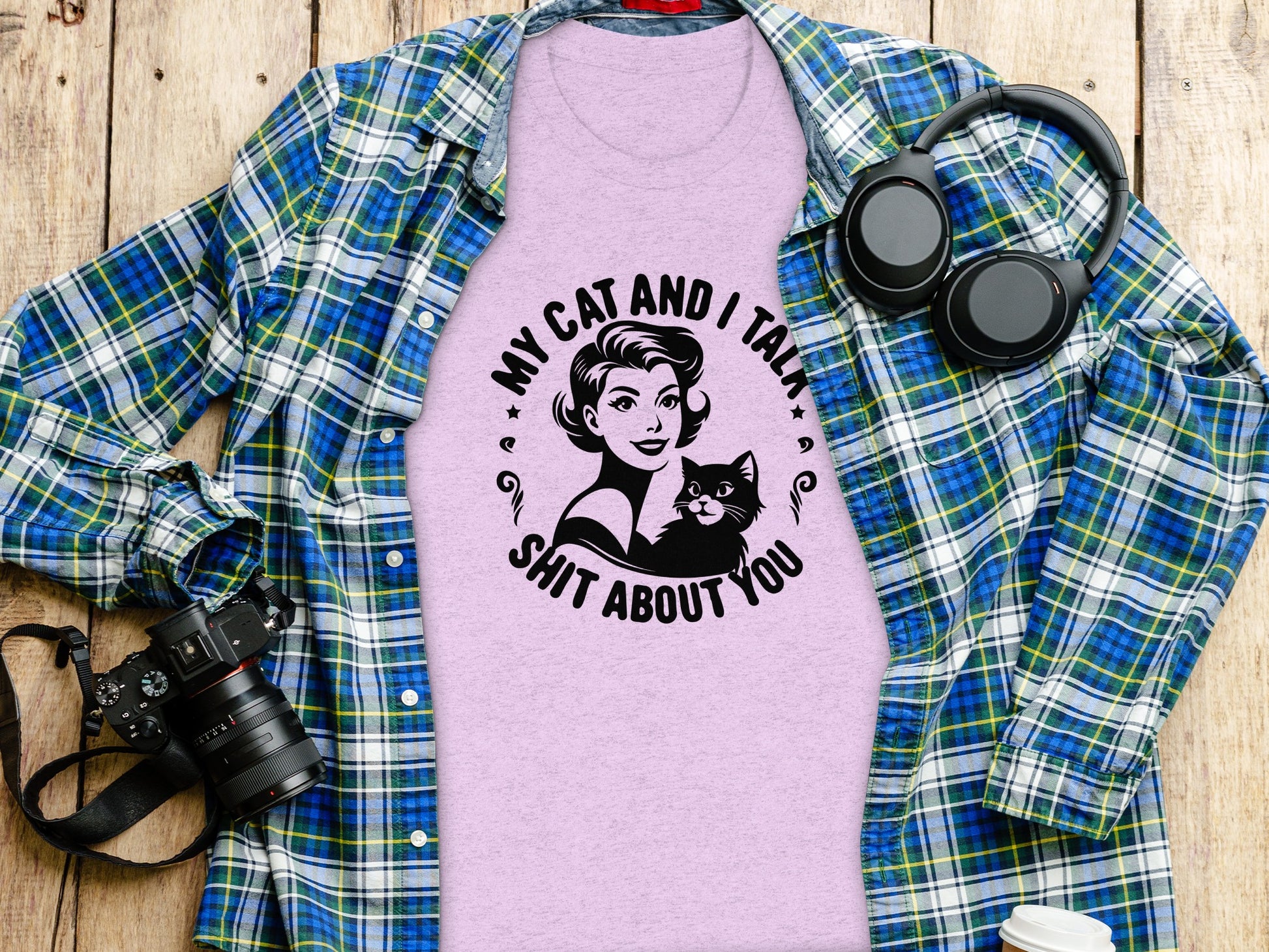 My Cat and I Talk Shit About You Funny Cat Lover Shirt
