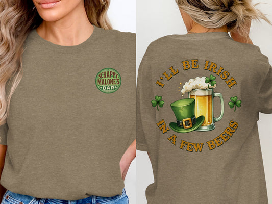 Scrappy Malone's Bar, Shamrock Decor, St Patricks Day, Irish Pub Sign, Gift for Pub Owner, Home Bar Decor T-Shirt - Scrappy Malone's Bar 100-Proof Humor - Cloud 16 Clothing Co.