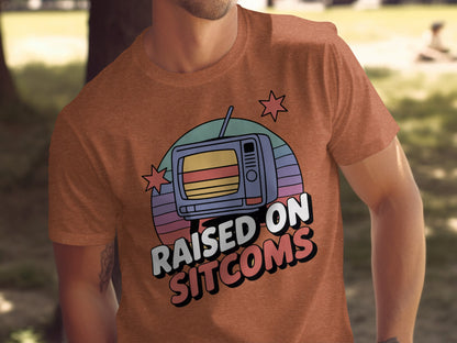 Raised On Sitcoms Vintage Retro TV Graphic T-Shirt