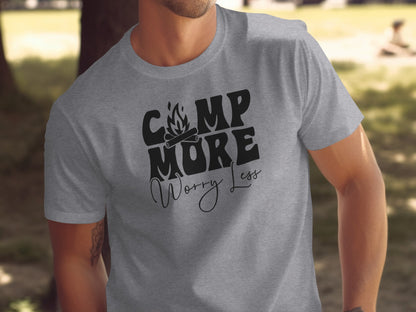 Camp More Worry Less Graphic Camping Adventure T-Shirt T-Shirt - Outdoor & Adventure Collection - Mile Marker 16 Gear by Cloud 16 Clothing Co.