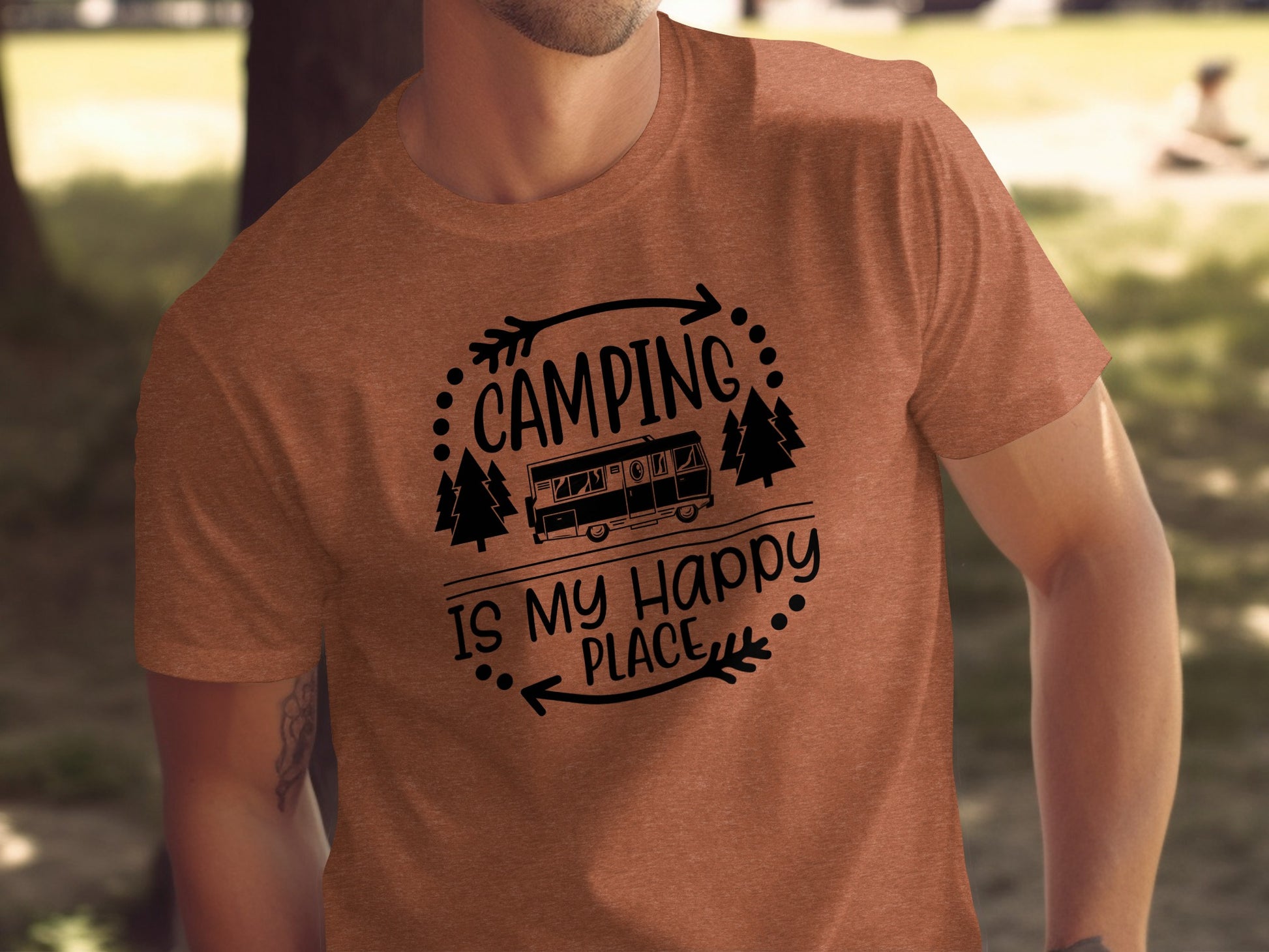 Camping is My Happy Place With Campervan T-Shirt T-Shirt - Outdoor & Adventure Collection - Mile Marker 16 Gear by Cloud 16 Clothing Co.