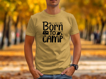Born To Camp With Tent And Camper Fun Outdoors T-Shirt T-Shirt - Outdoor & Adventure Collection - Mile Marker 16 Gear by Cloud 16 Clothing Co.