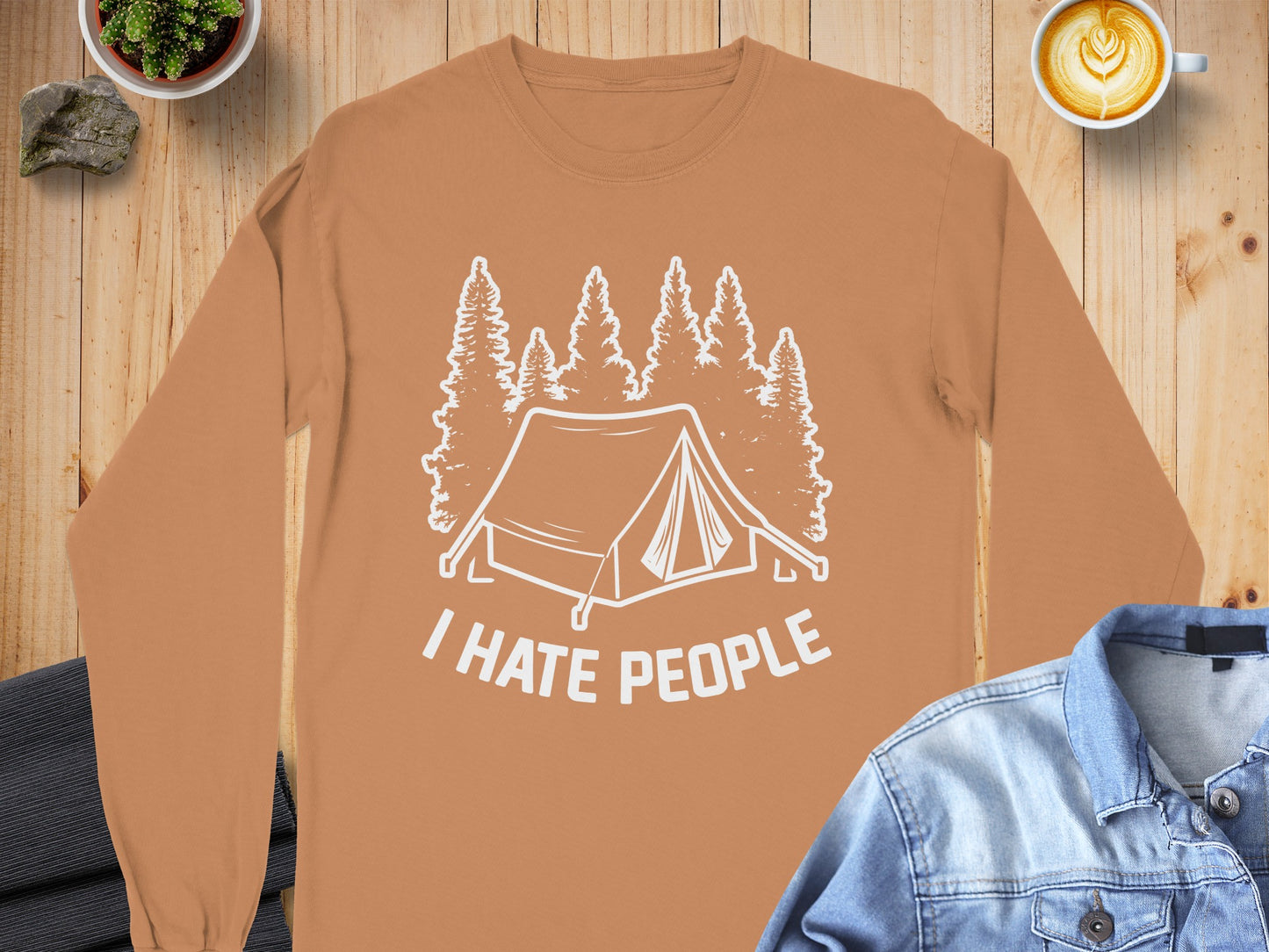 I Hate People Camping Tent Design Long Sleeve Shirt