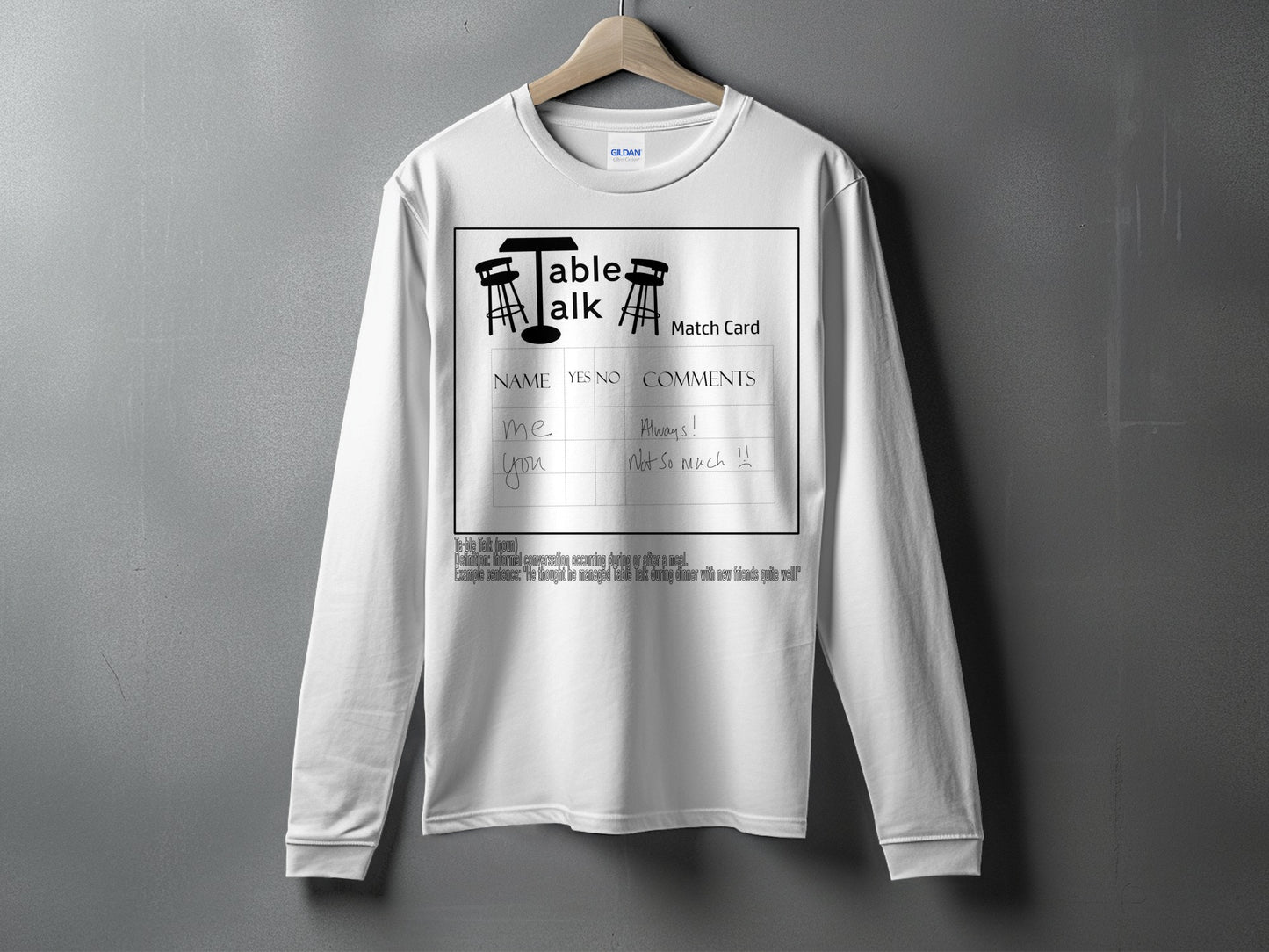 Table Talk Match Card Design Long Sleeve Shirt