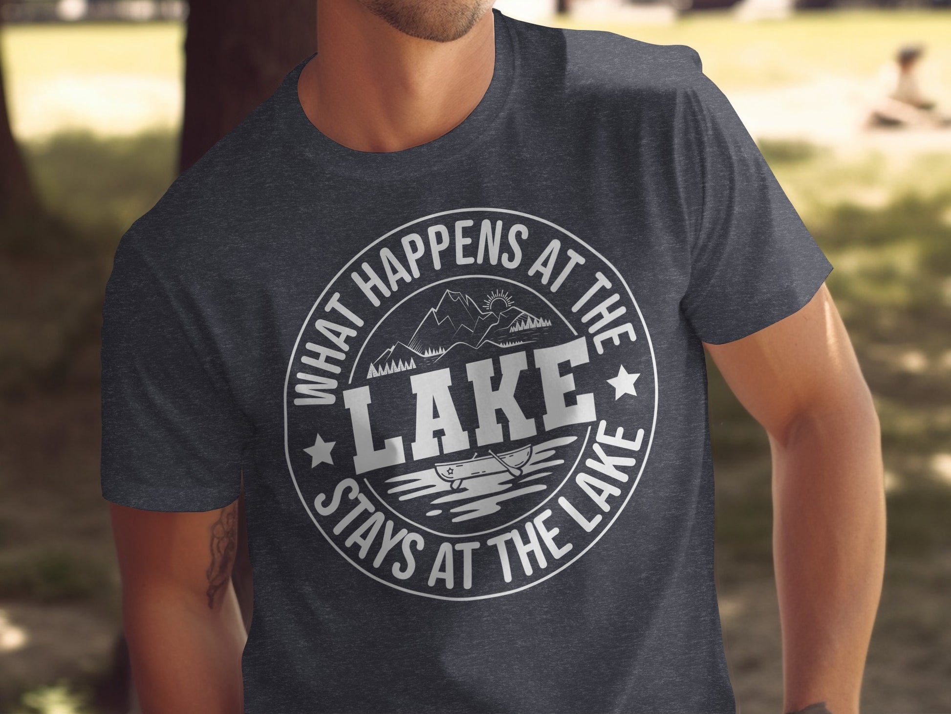 What Happens At The Lake Stays At The Lake Graphic T-Shirt T-Shirt - Outdoor & Adventure Collection - Mile Marker 16 Gear by Cloud 16 Clothing Co.