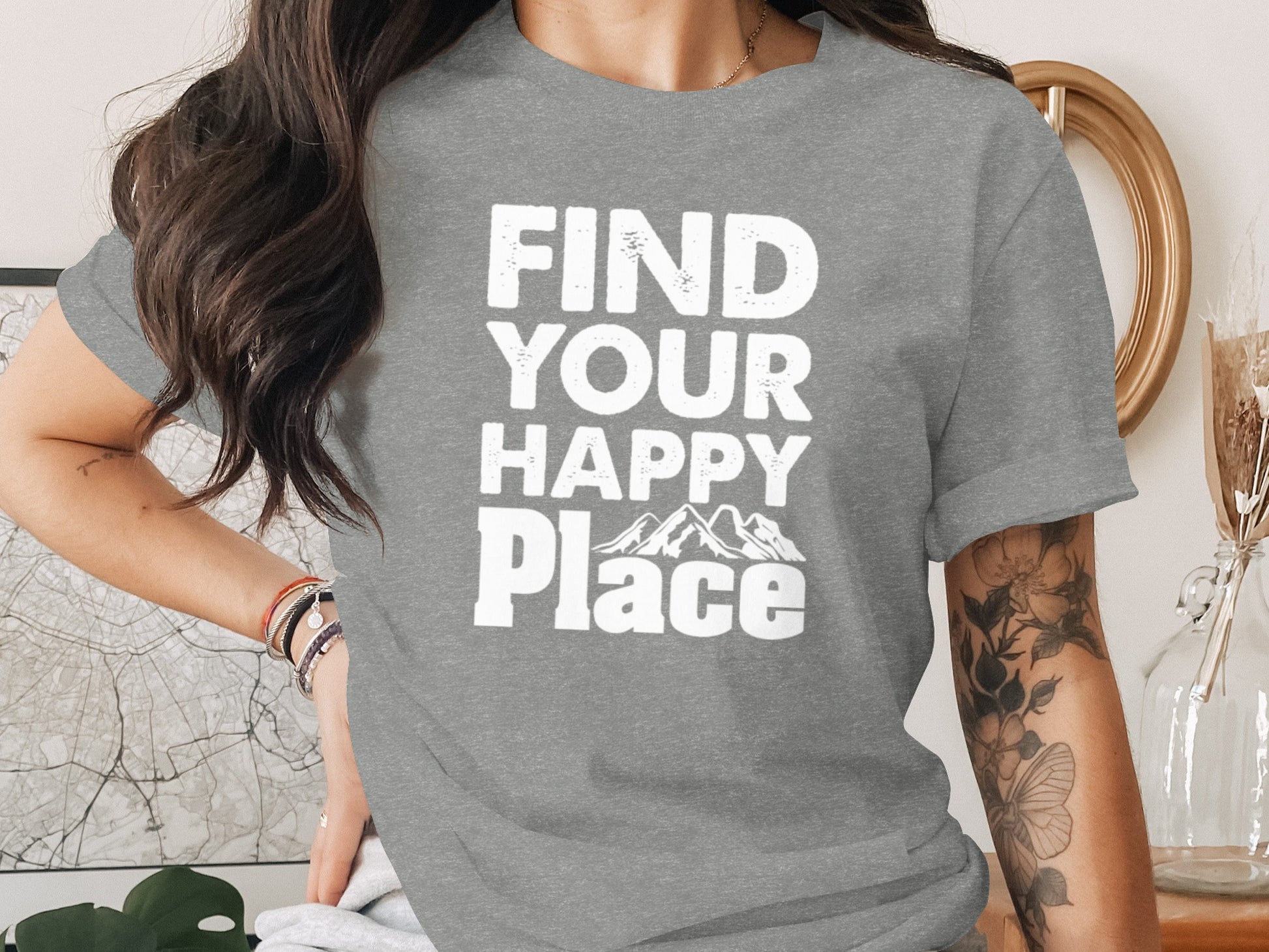Find Your Happy Place with Mountain T-Shirt T-Shirt - Outdoor & Adventure Collection - Mile Marker 16 Gear by Cloud 16 Clothing Co.
