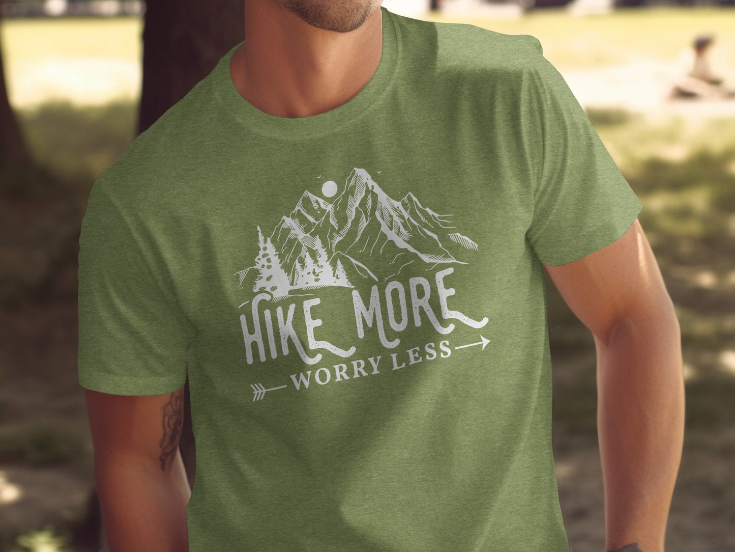 Hike More Worry Less Mountains Graphic Image T-Shirt T-Shirt - Outdoor & Adventure Collection - Mile Marker 16 Gear by Cloud 16 Clothing Co.