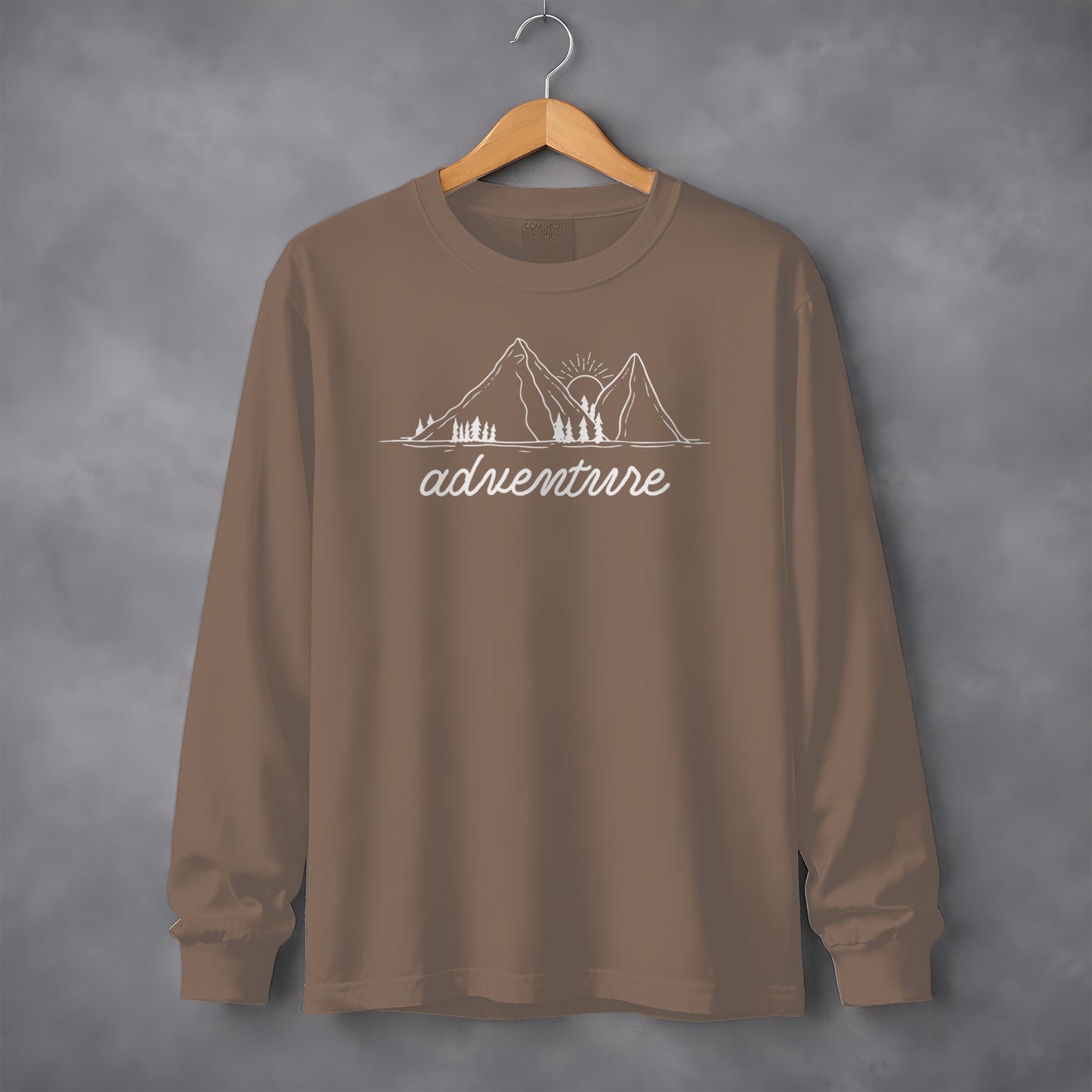 Adventure Awaits Mountains and Sunshine Graphic Long Sleeve T-Shirt Long Sleeve Tee - Outdoor & Adventure Collection - Mile Marker 16 Gear by Cloud 16 Clothing Co.