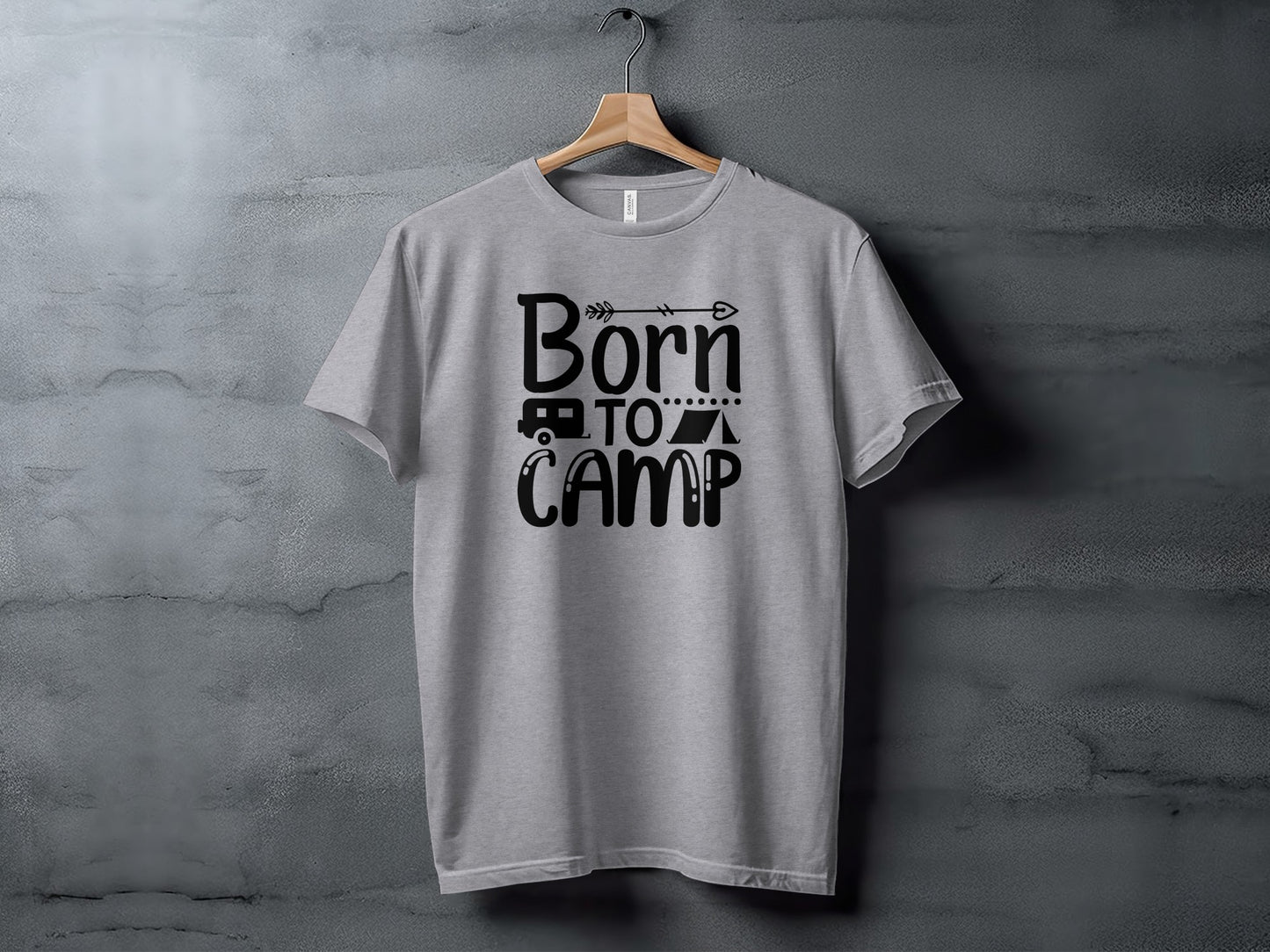 Born To Camp With Tent And Camper Fun Outdoors T-Shirt T-Shirt - Outdoor & Adventure Collection - Mile Marker 16 Gear by Cloud 16 Clothing Co.