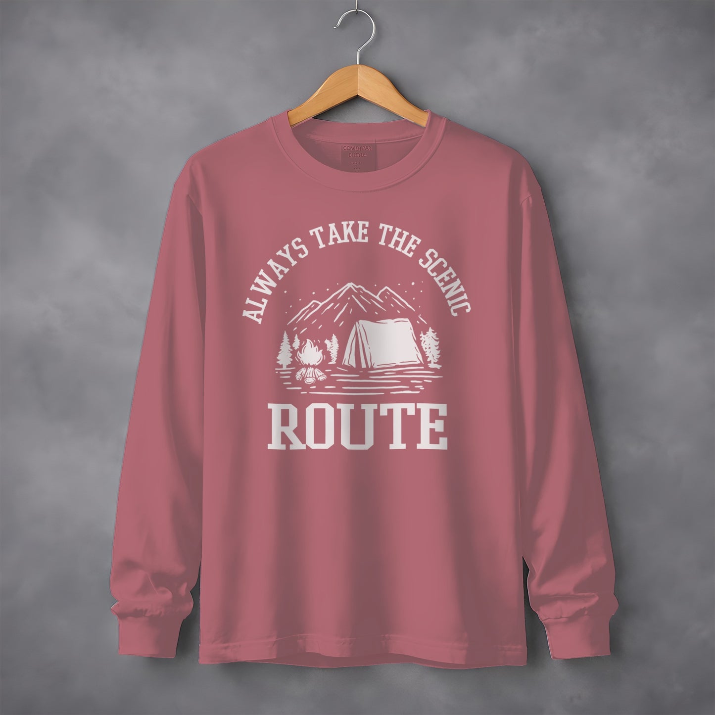 Always Take The Scenic Route Camping Adventure Long Sleeve T-Shirt Long Sleeve Tee - Outdoor & Adventure Collection - Mile Marker 16 Gear by Cloud 16 Clothing Co.