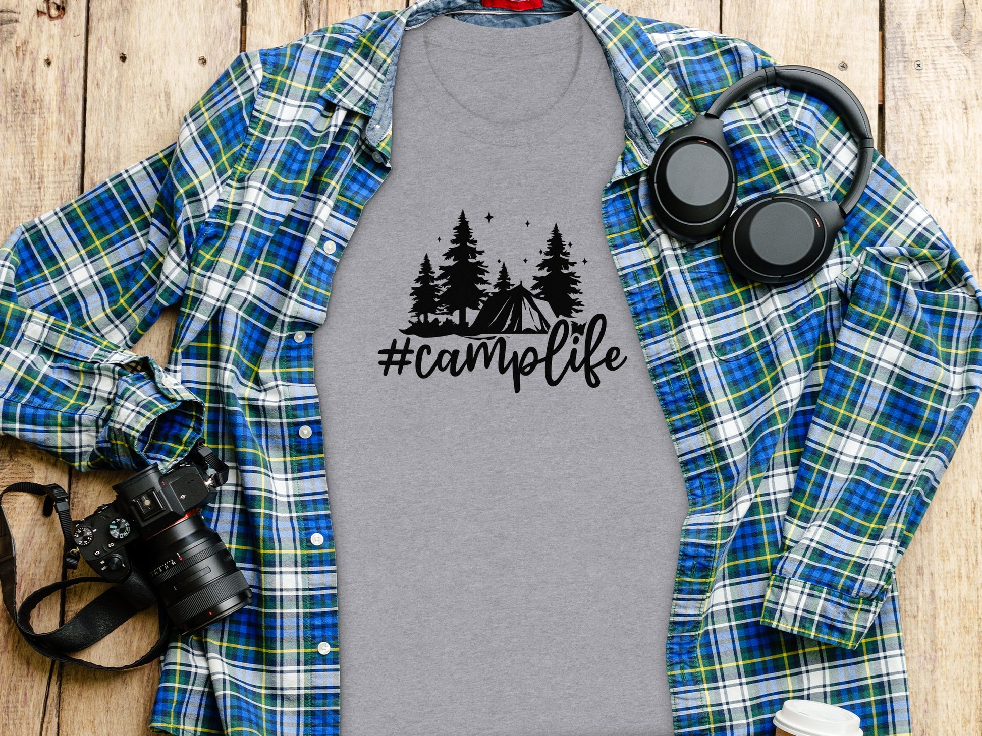 Hashtag Camplife Text Design With Camping Tent T-Shirt T-Shirt - Outdoor & Adventure Collection - Mile Marker 16 Gear by Cloud 16 Clothing Co.