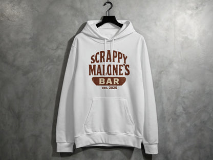 Scrappy Malone's Bar Est 2025 Vintage Style Hoodie - Retro Tavern Design Hoodie - Scrappy Malone's Bar 100-Proof Humor - Cloud 16 Clothing Co.