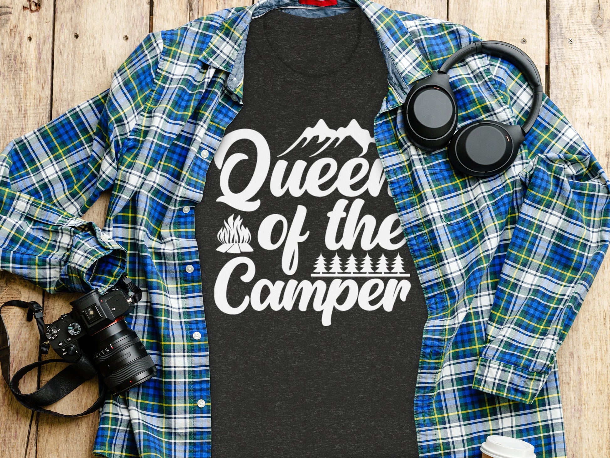 Queen of the Camper Graphic Print Camping Lover T-Shirt T-Shirt - Outdoor & Adventure Collection - Mile Marker 16 Gear by Cloud 16 Clothing Co.