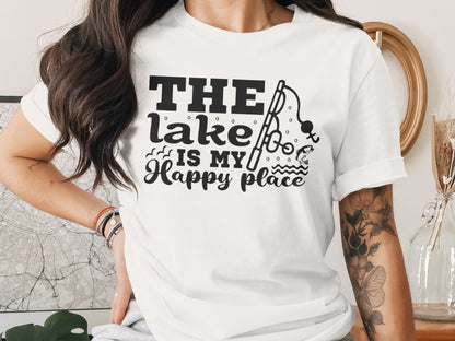 The Lake Is My Happy Place Fishing Illustration T-Shirt T-Shirt - Outdoor & Adventure Collection - Mile Marker 16 Gear by Cloud 16 Clothing Co.