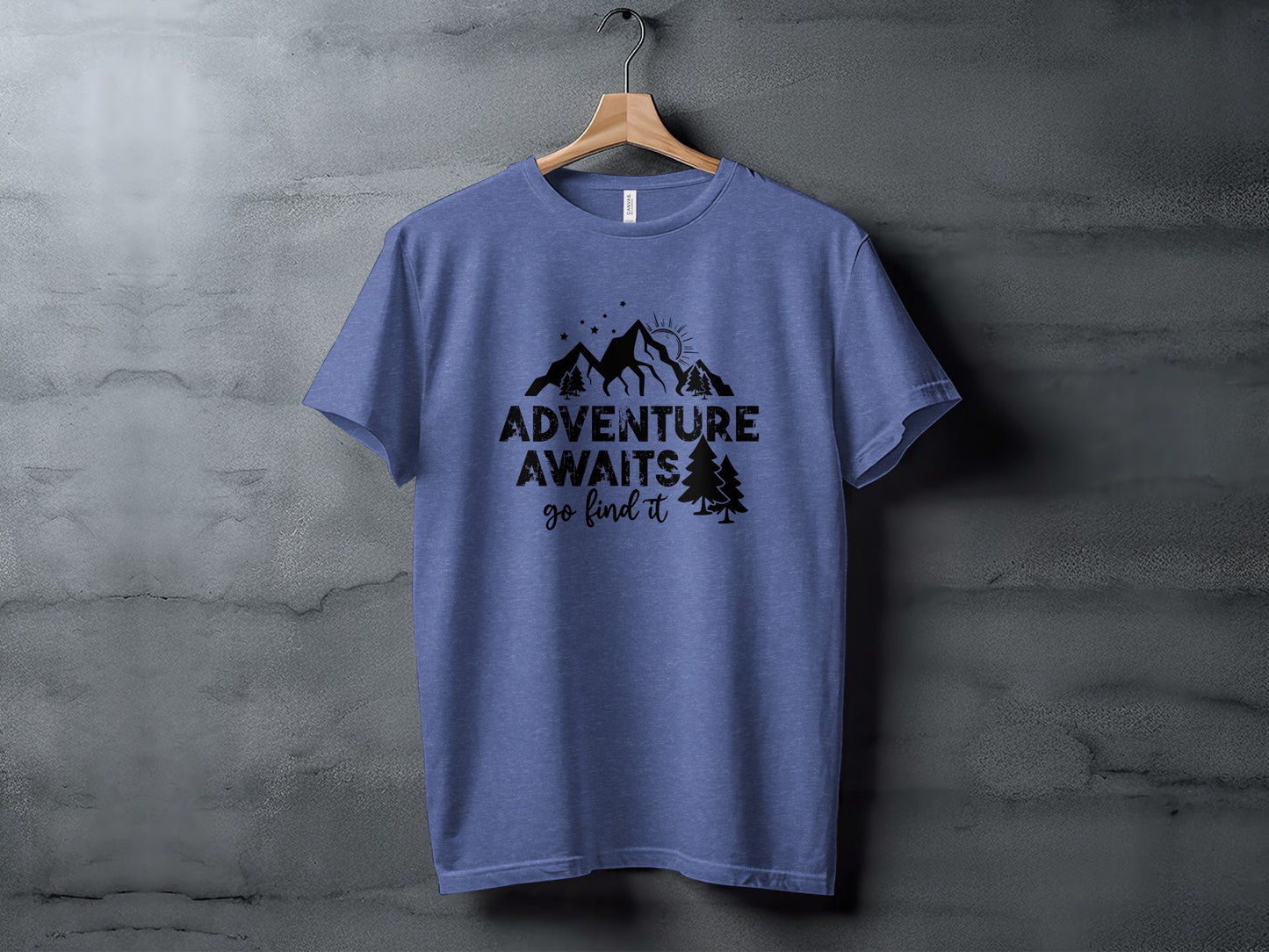Adventure Awaits Go Find It Mountains Trees and Sun T-Shirt T-Shirt - Outdoor & Adventure Collection - Mile Marker 16 Gear by Cloud 16 Clothing Co.