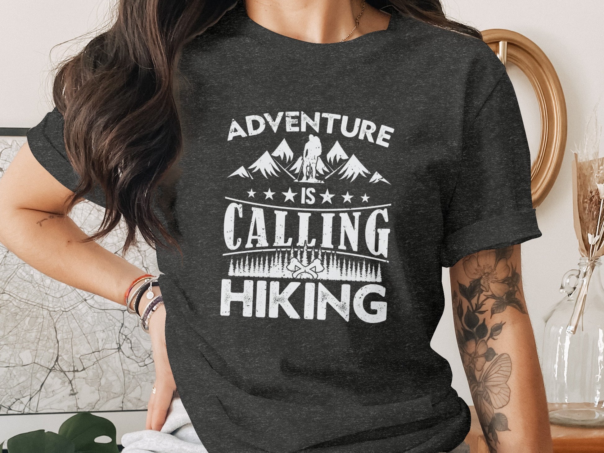 Adventure Is Calling Hiking Graphic Design T-Shirt T-Shirt - Outdoor & Adventure Collection - Mile Marker 16 Gear by Cloud 16 Clothing Co.