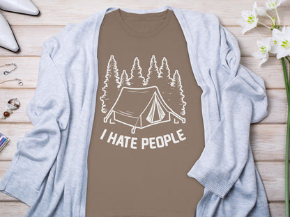 I Hate People Tent and Forest Design Shirt for Campers