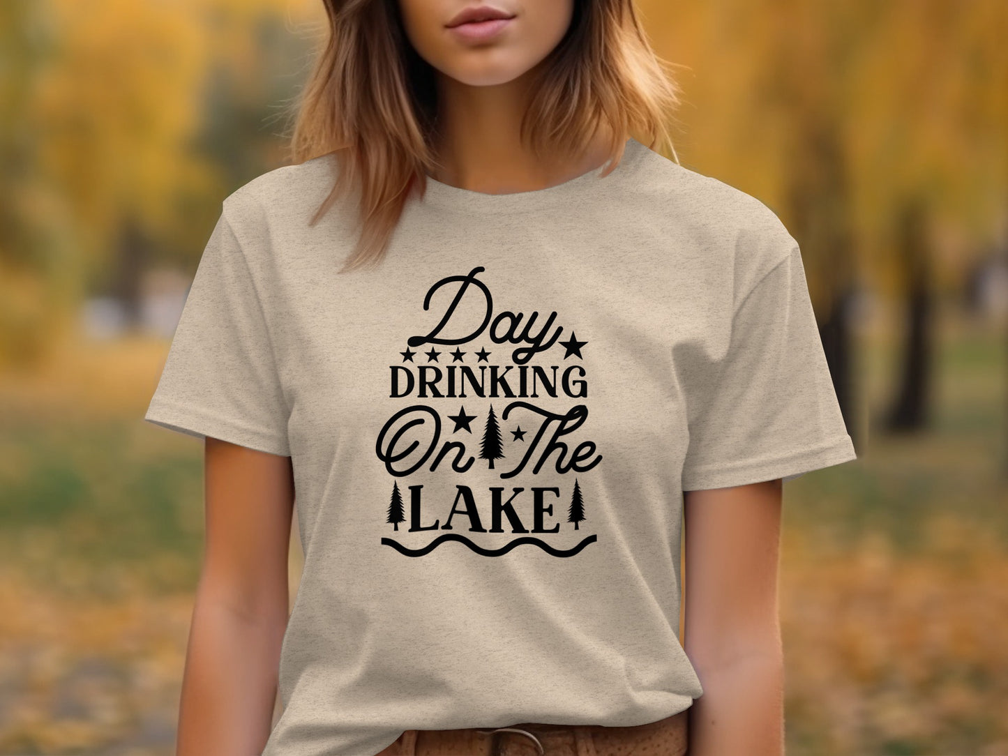 Day Drinking On The Lake Graphic Stars Trees T-Shirt T-Shirt - Outdoor & Adventure Collection - Mile Marker 16 Gear by Cloud 16 Clothing Co.