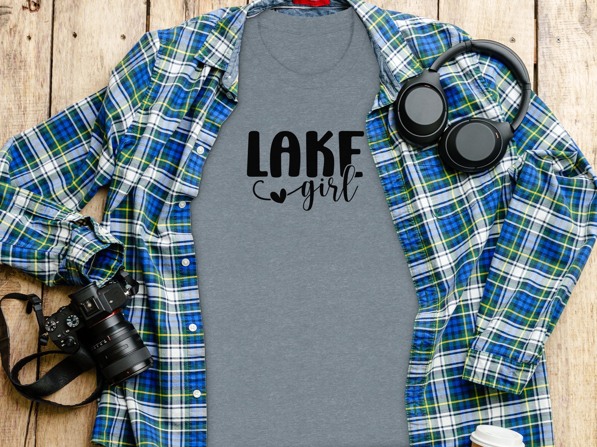Lake Heart Girl Graphic Summer Vacation Outfit T-Shirt T-Shirt - Outdoor & Adventure Collection - Mile Marker 16 Gear by Cloud 16 Clothing Co.