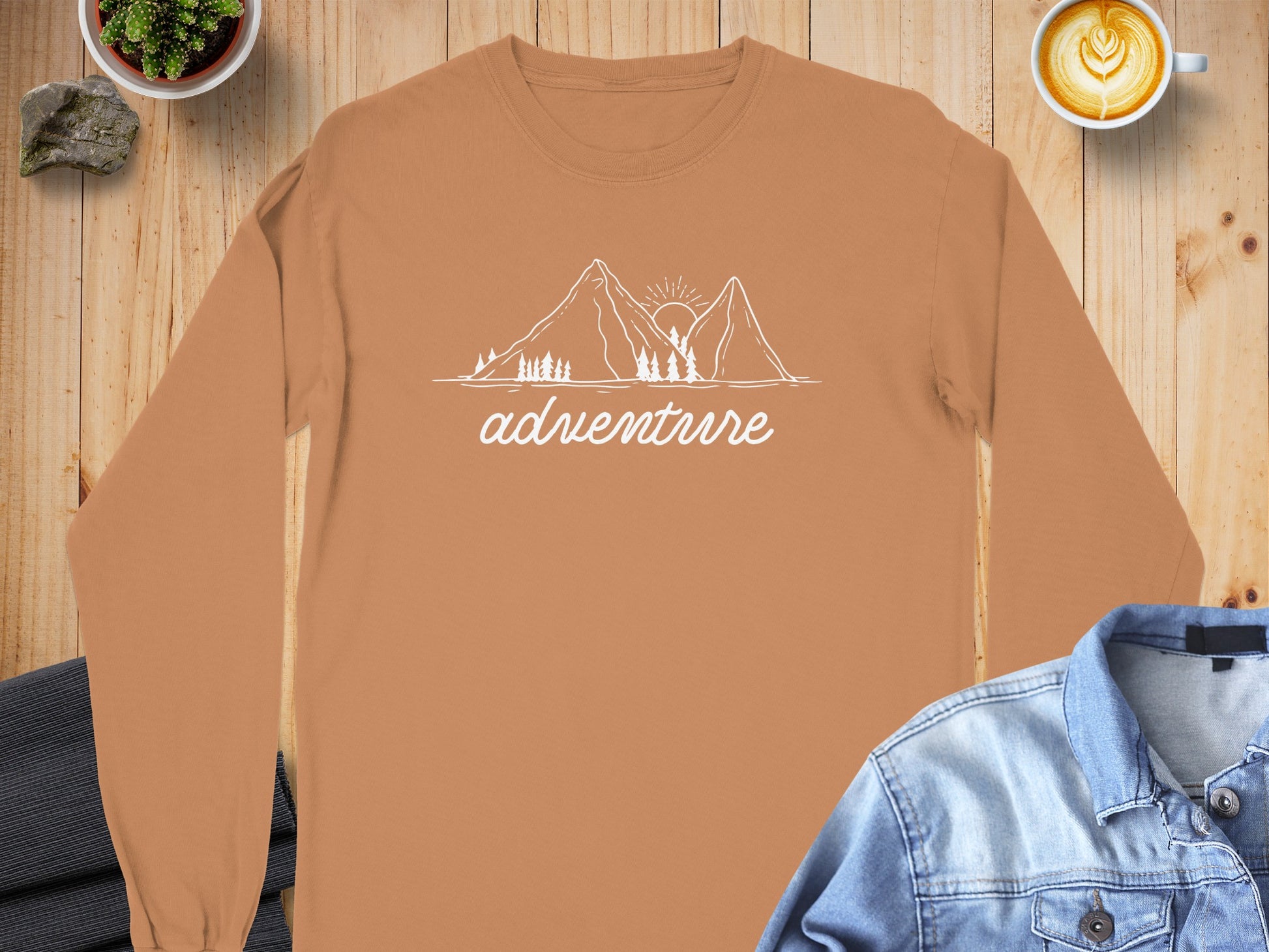 Adventure Awaits Mountains and Sunshine Graphic Long Sleeve T-Shirt Long Sleeve Tee - Outdoor & Adventure Collection - Mile Marker 16 Gear by Cloud 16 Clothing Co.