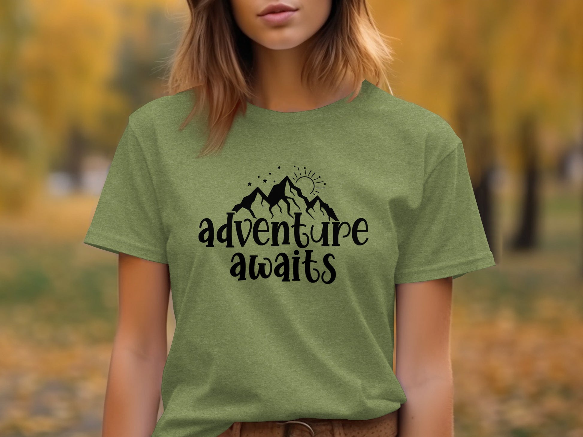 Adventure Awaits With Mountain and Stars Graphic T-Shirt T-Shirt - Outdoor & Adventure Collection - Mile Marker 16 Gear by Cloud 16 Clothing Co.