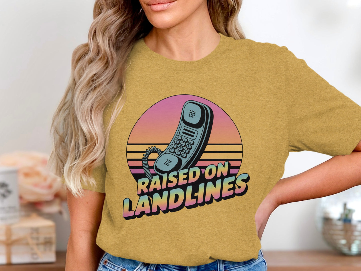 Raised on Landlines Retro Graphic Tee Shirt