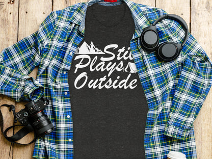 Still Plays Outside With Mountain Tent Graphic T-Shirt T-Shirt - Outdoor & Adventure Collection - Mile Marker 16 Gear by Cloud 16 Clothing Co.