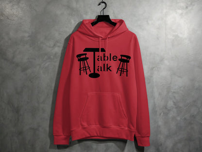 Cozy Table Talk Red Hoodie with Stylish Print
