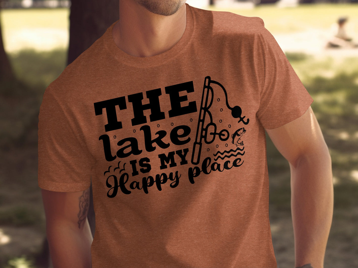 The Lake Is My Happy Place Fishing Illustration T-Shirt T-Shirt - Outdoor & Adventure Collection - Mile Marker 16 Gear by Cloud 16 Clothing Co.