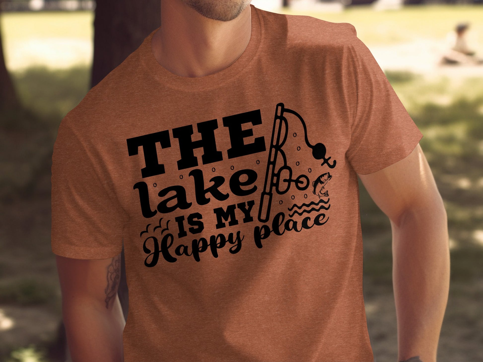 The Lake Is My Happy Place Fishing Illustration T-Shirt T-Shirt - Outdoor & Adventure Collection - Mile Marker 16 Gear by Cloud 16 Clothing Co.