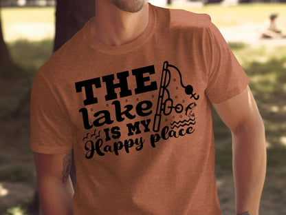 The Lake Is My Happy Place Fishing Illustration T-Shirt T-Shirt - Outdoor & Adventure Collection - Mile Marker 16 Gear by Cloud 16 Clothing Co.