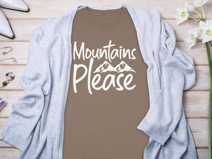 Mountains Please T-Shirt with Scenic Design