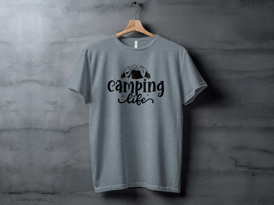 Camping Life Camping Tent Mountain Camping Outdoors T-Shirt T-Shirt - Outdoor & Adventure Collection - Mile Marker 16 Gear by Cloud 16 Clothing Co.
