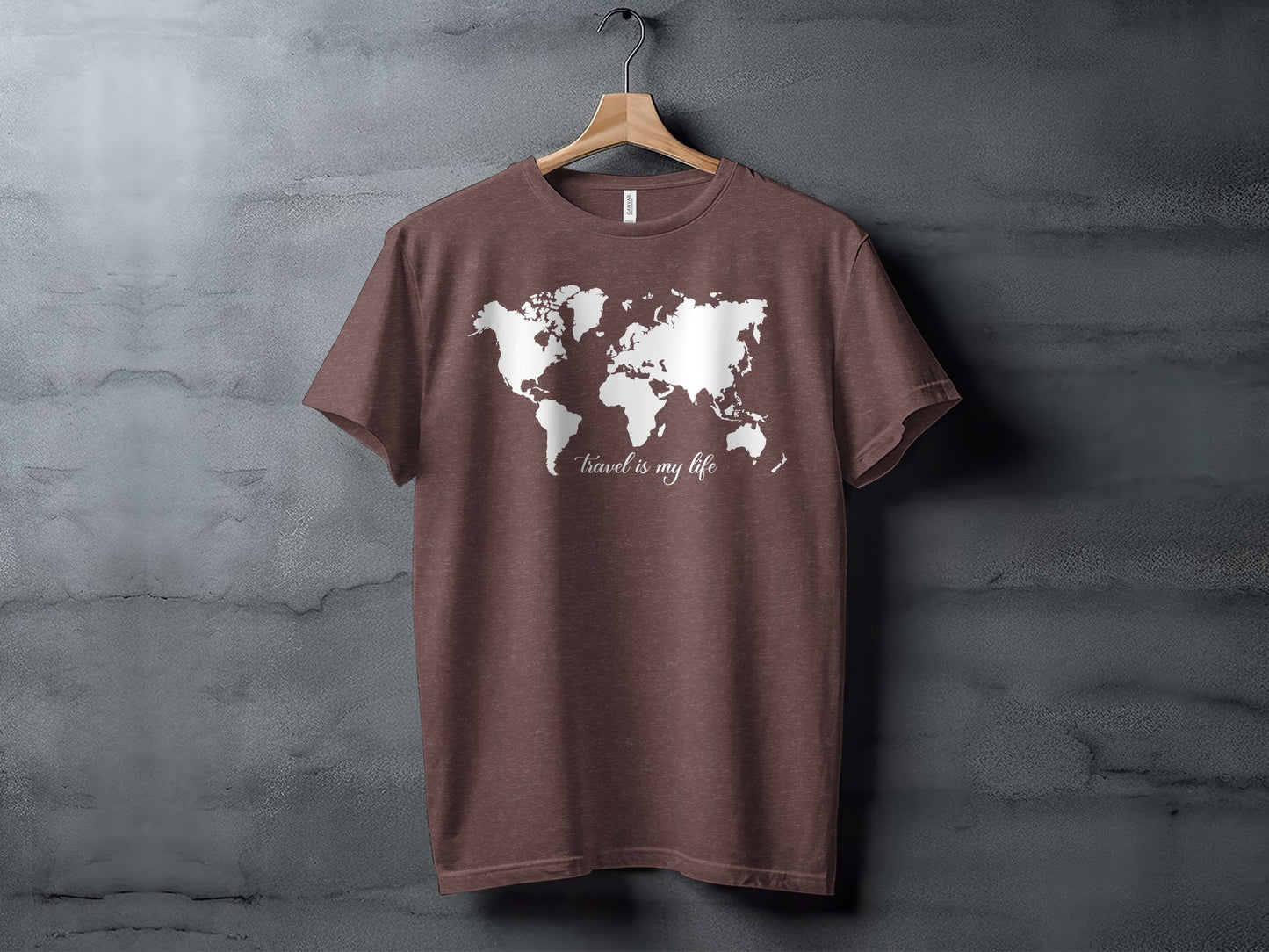 World Map Travel is My Life Graphic Design T-Shirt T-Shirt - Outdoor & Adventure Collection - Mile Marker 16 Gear by Cloud 16 Clothing Co.